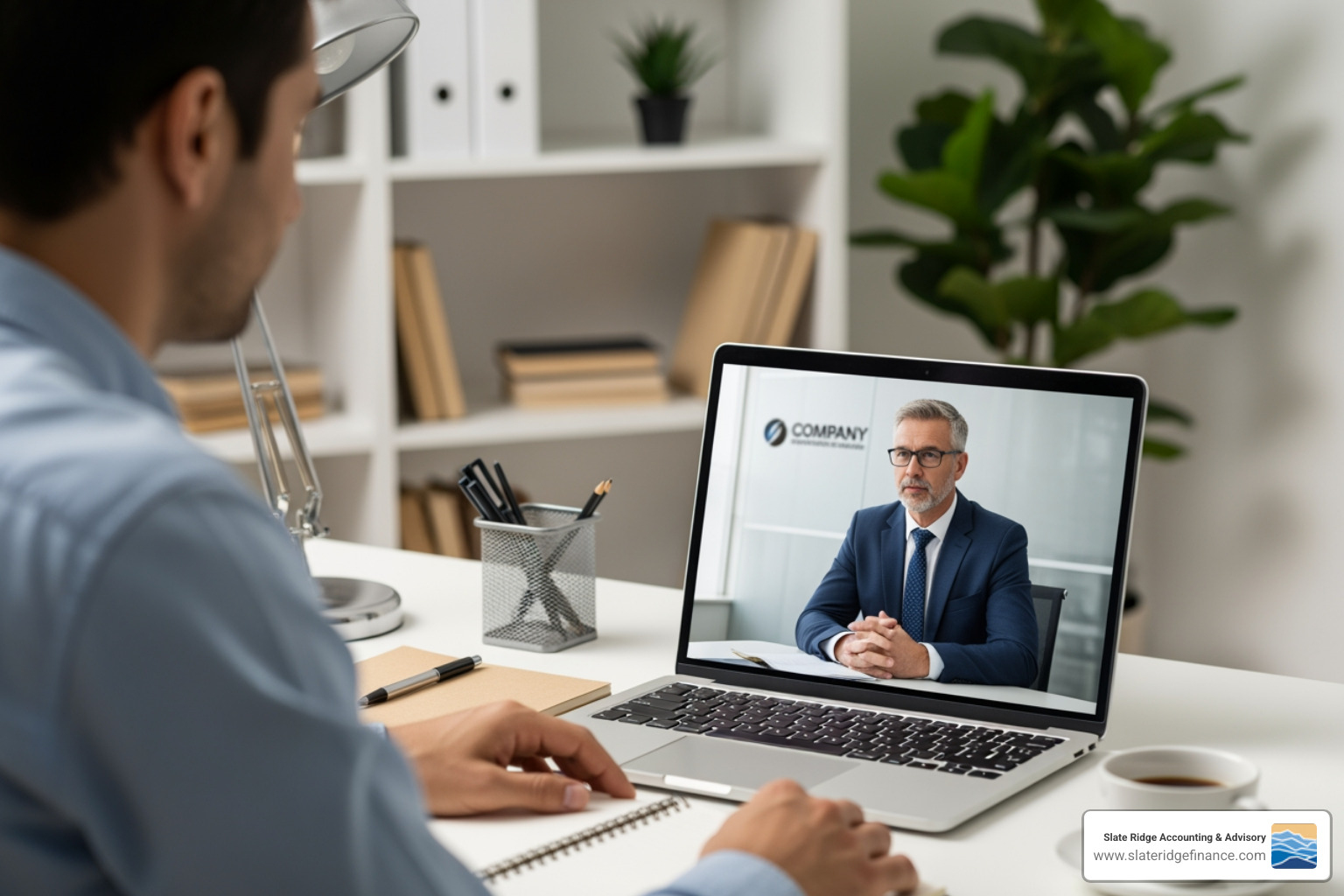 business owner having a virtual meeting with an accountant - what type of accountant is best for a small business business owner having a virtual meeting with an accountant - what type of accountant is best for a small business