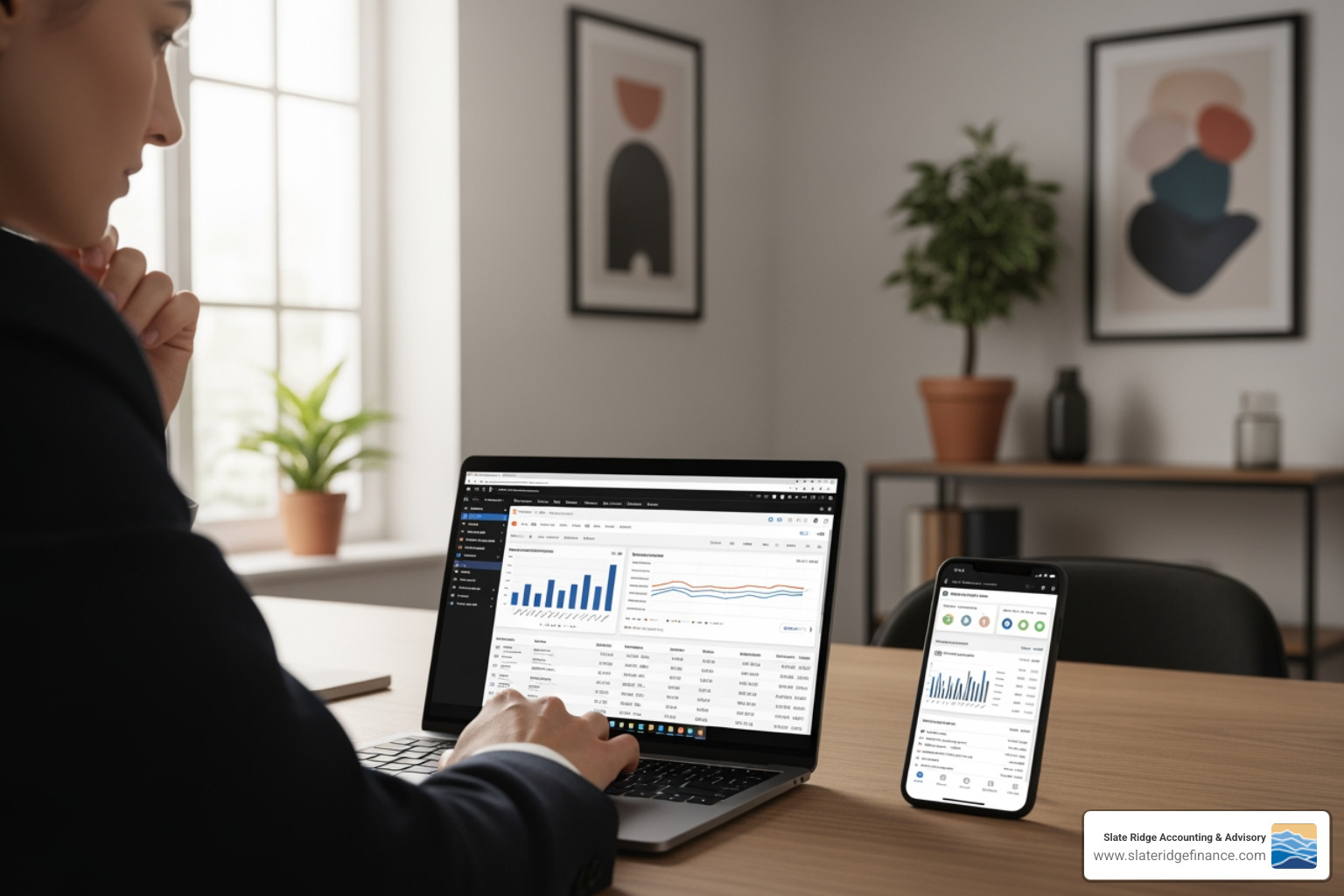 person using accounting software on a laptop and phone - accounting best practices for small businesses person using accounting software on a laptop and phone - accounting best practices for small businesses