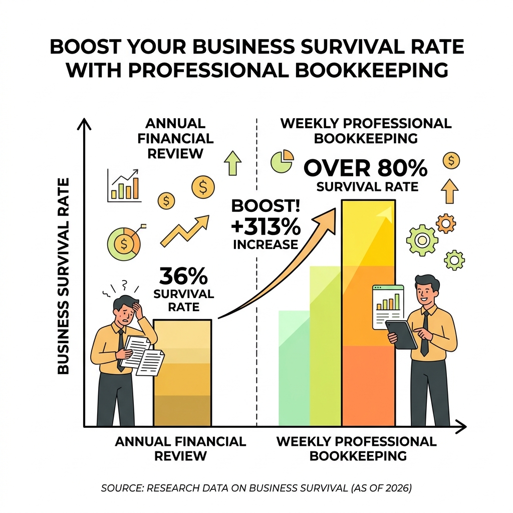 Growth chart showing business survival rates boost with professional bookkeeping - bookkeeping and accounting services Growth chart showing business survival rates boost with professional bookkeeping - bookkeeping and accounting services