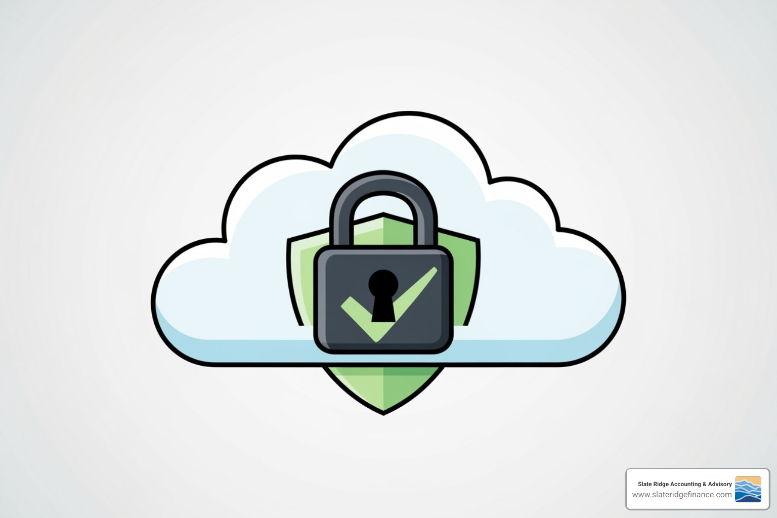 Lock icon superimposed on a cloud graphic, symbolizing secure cloud data - cloud payroll management Lock icon superimposed on a cloud graphic, symbolizing secure cloud data - cloud payroll management