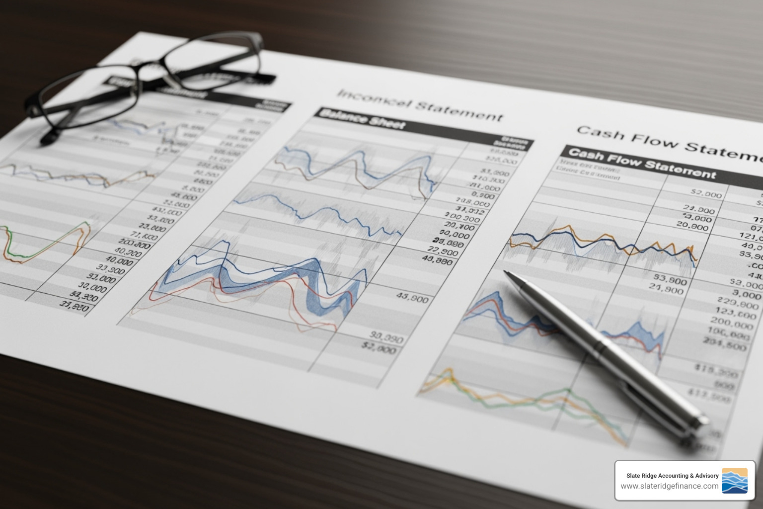 Three financial statements documents side-by-side - Small business financial reporting Three financial statements documents side-by-side - Small business financial reporting