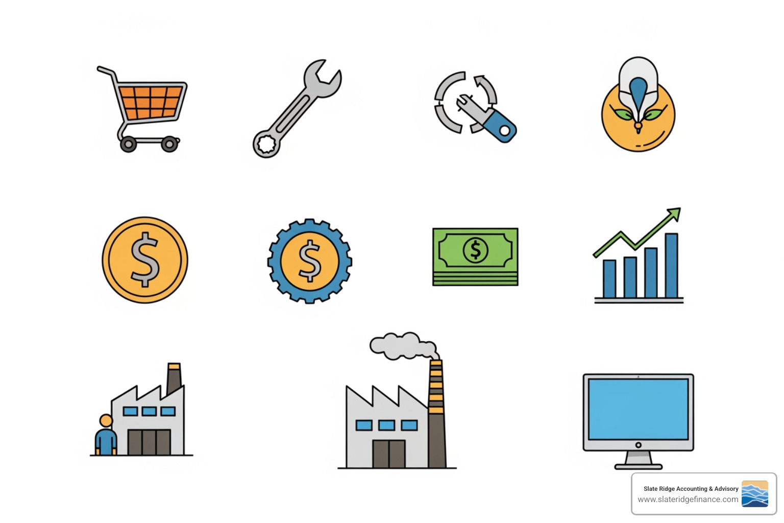 icons representing different business needs - best cloud based accounting for small business icons representing different business needs - best cloud based accounting for small business