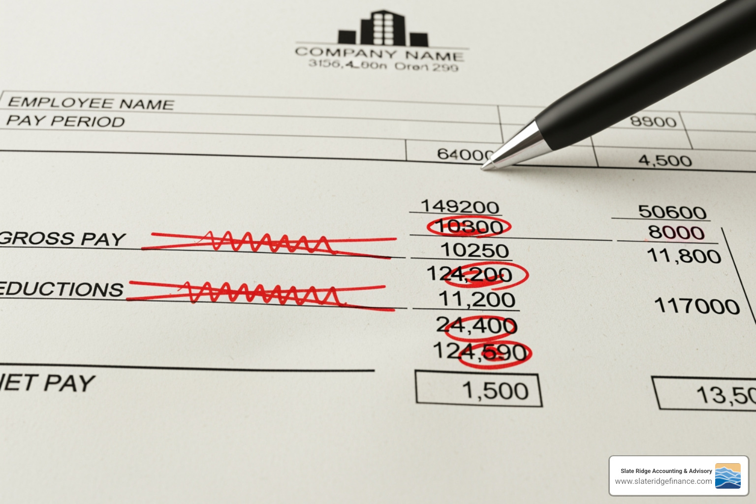 corrected paycheck with red marks - outsource payroll for small business corrected paycheck with red marks - outsource payroll for small business