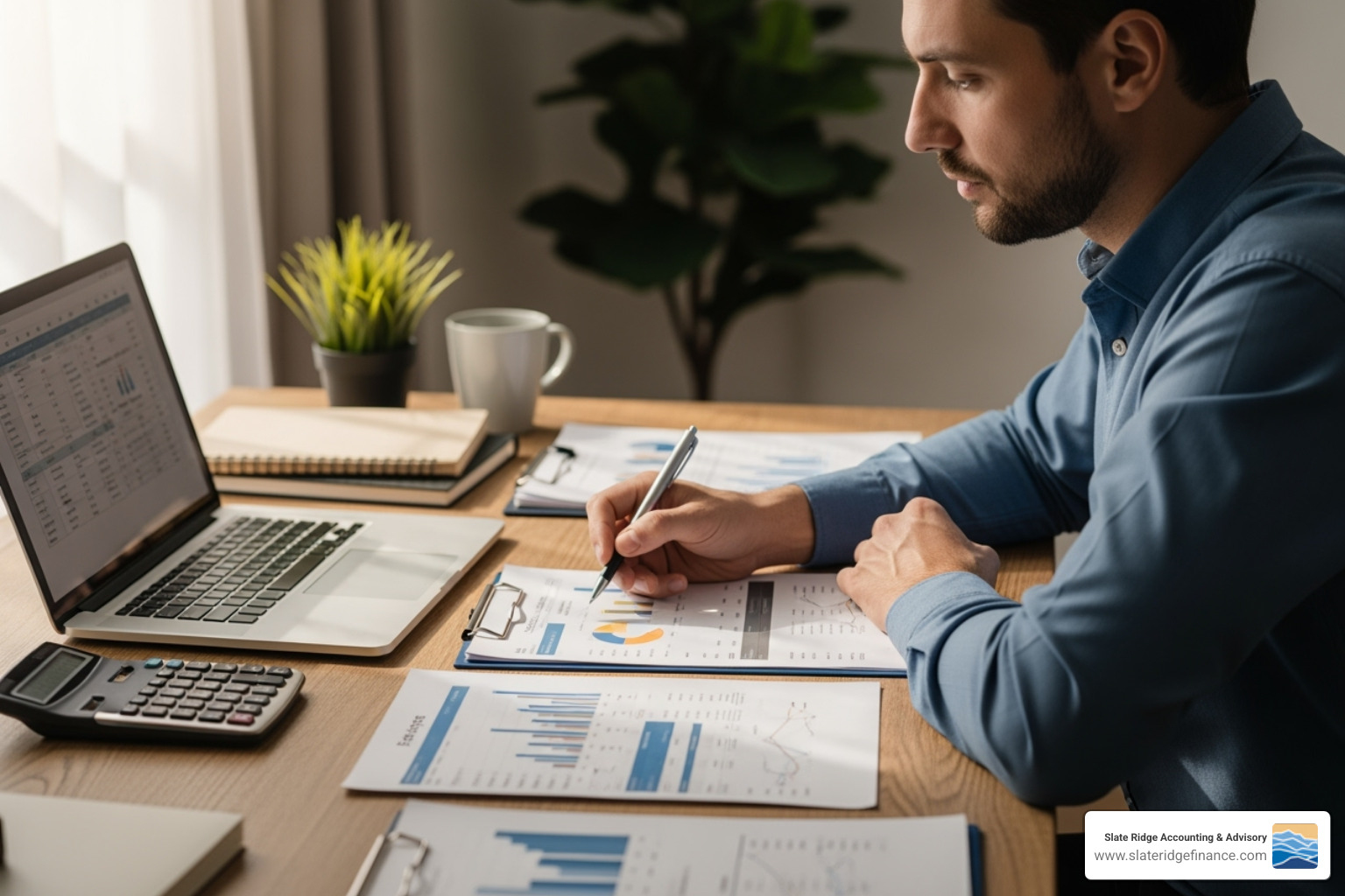 small business owner reviewing financial reports - bookkeeping packages for small business