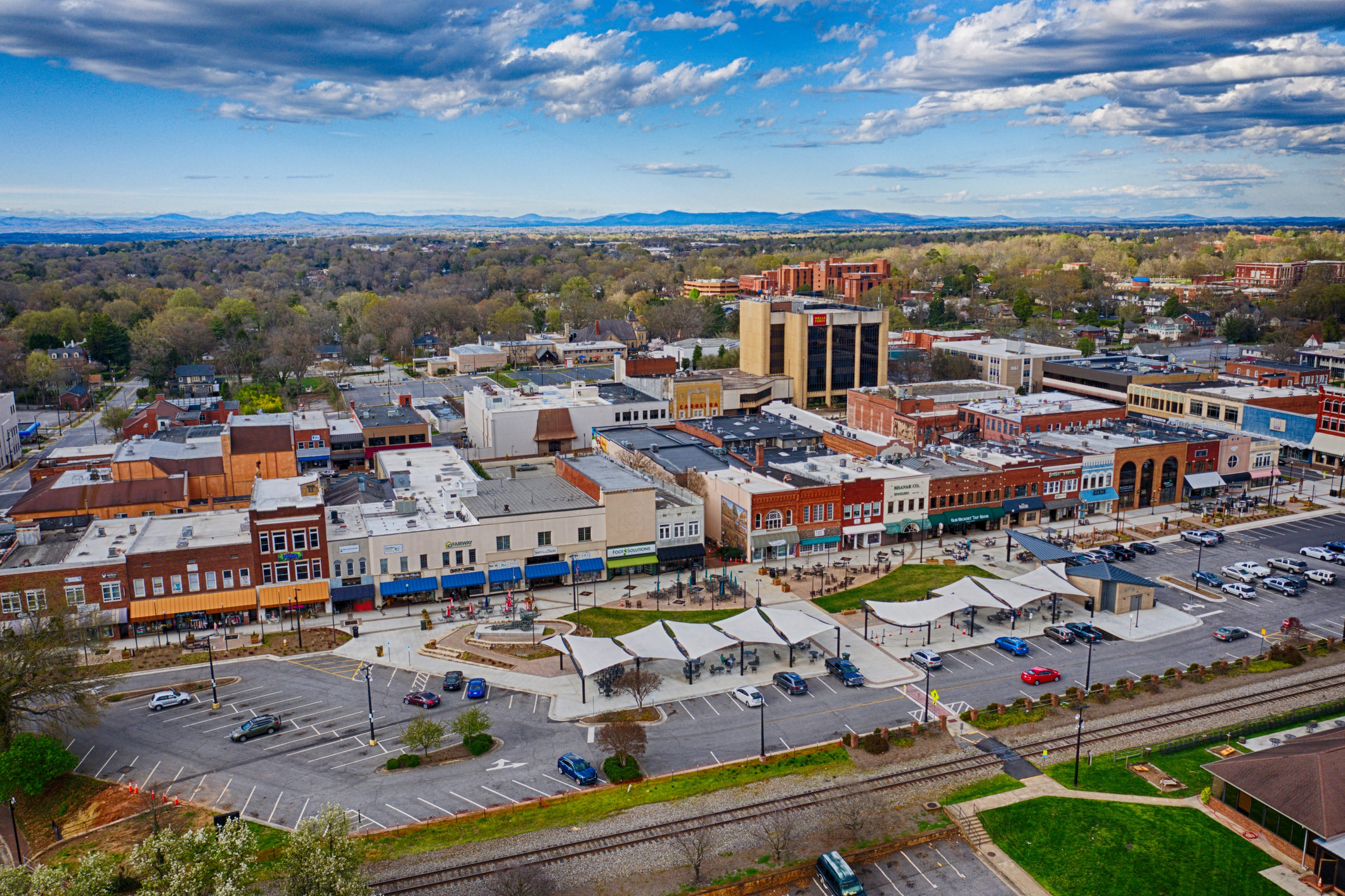 Aerial view of Downtown Hickory NC